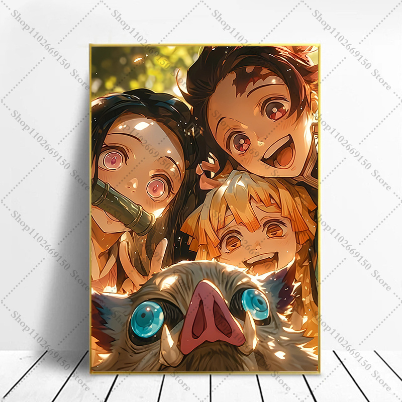 Picture Frame - アニメクリエイティブピクチャーホームデコレーションアクセサリー鬼滅の刃キャンバス（フレームなし）ウォールアート絵画装飾品誕生日プレゼント2026