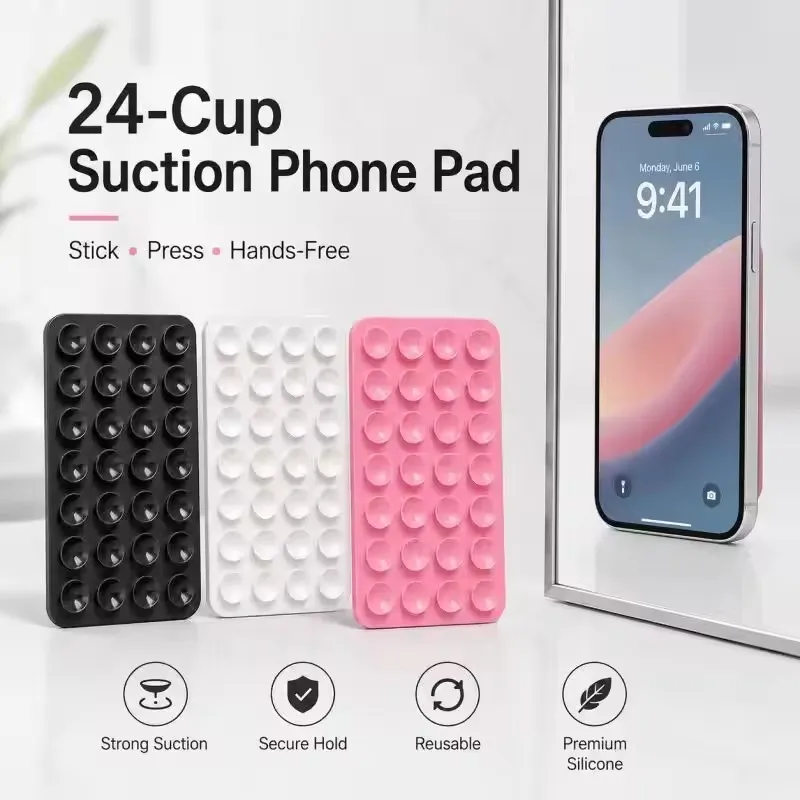 Wall Sticker - シリコン製壁掛け吸盤ブラケット、多機能壁掛け吸盤、滑り止め片面スマホケースステッカー