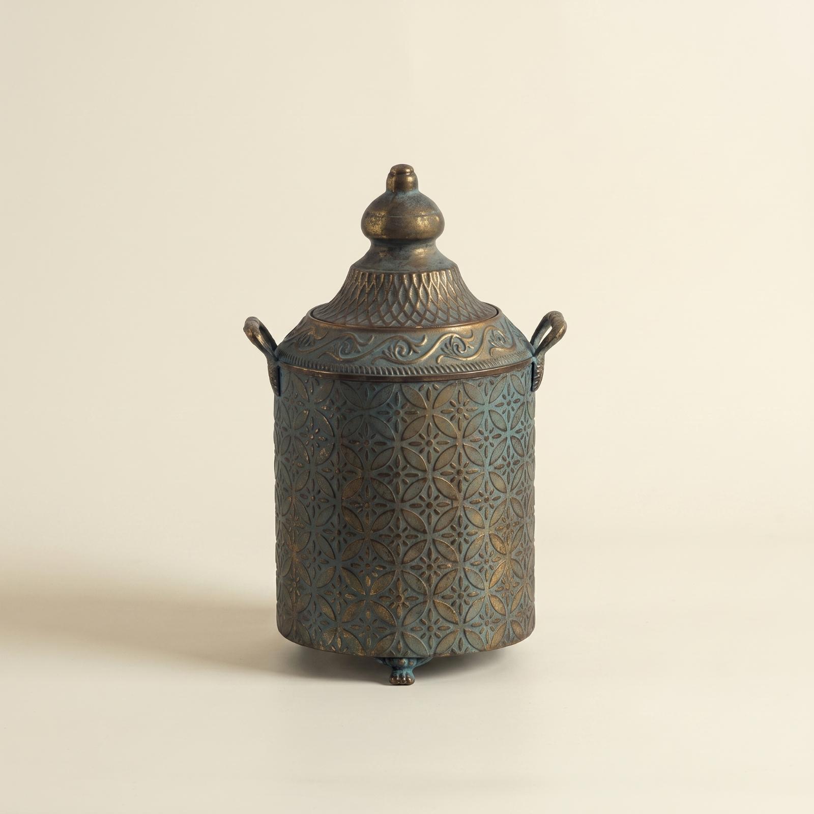 Vase Decor - パティナ仕上げの金属製装飾花瓶、大型ヴィンテージ壺、ホームコンソールテーブルのディスプレイ用