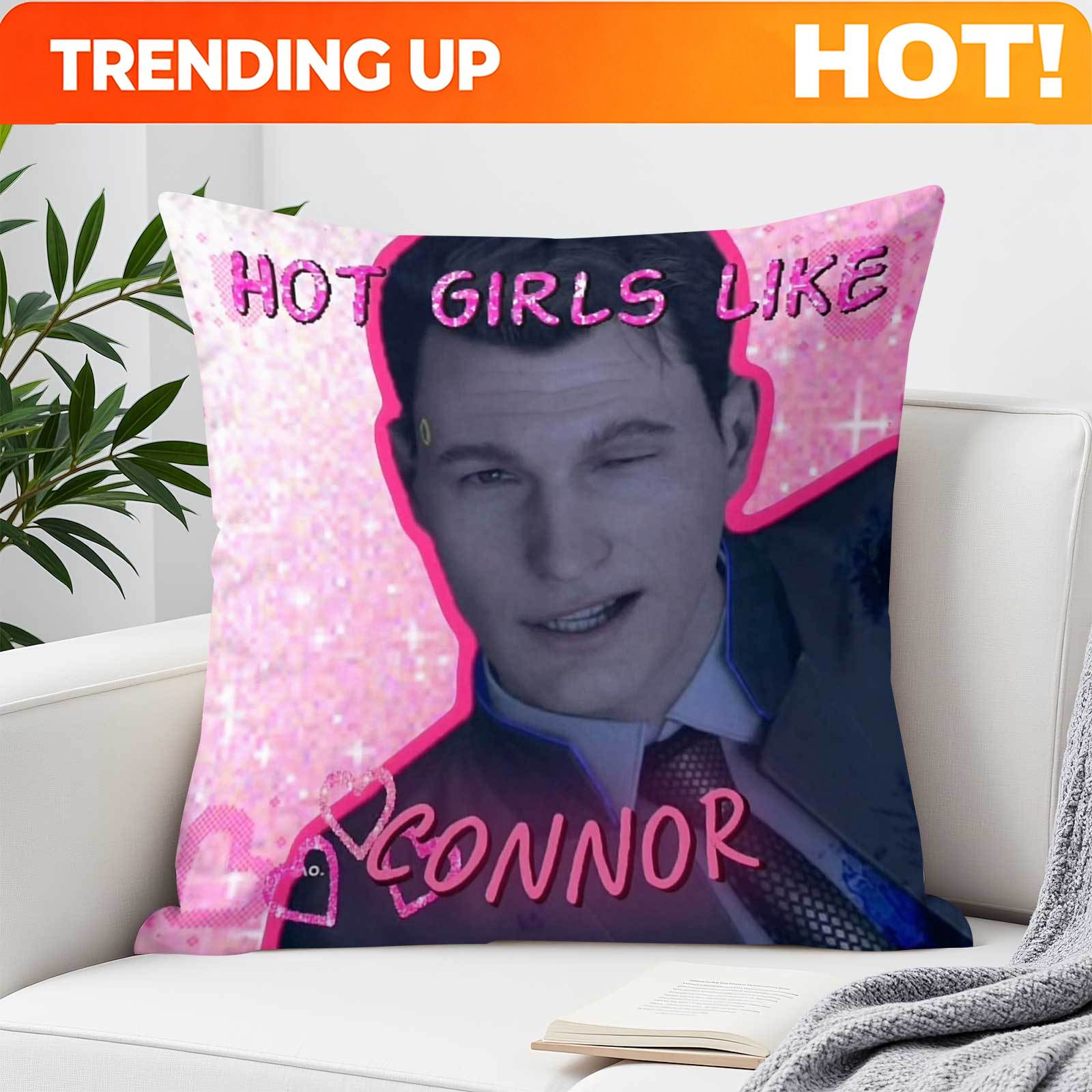 Throw Pillow - カスタマイズ可能な1個入り CONNOR SO HOT ピンクの面白いプリントスクエアスローピローカバー、両面印刷、寝室、ソファ、ドアなどに最適