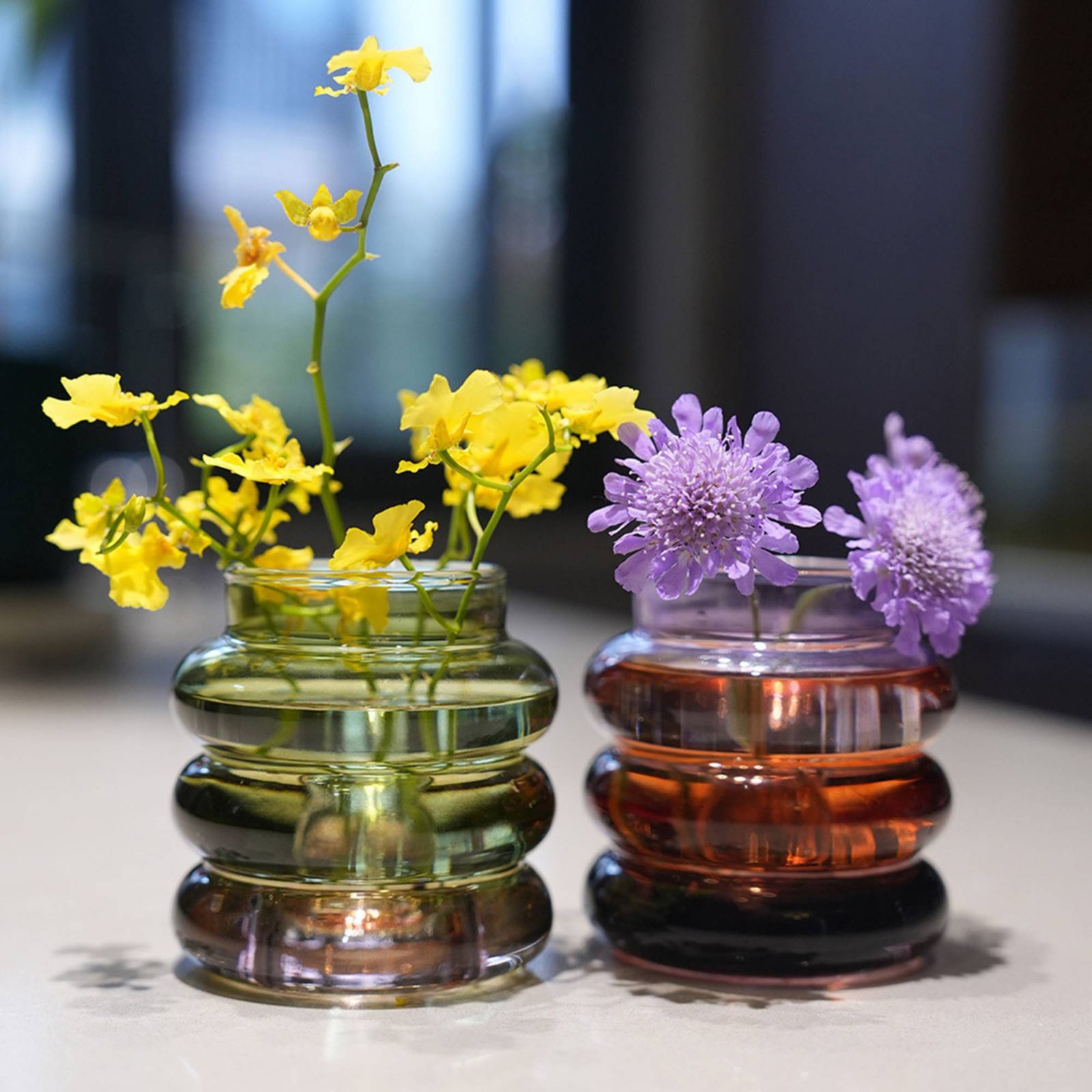 Candle Holder Decor - 花瓶キャンドルホルダー装飾センターピース円形ガラス花瓶家の装飾頑丈なベース透明な卓上用