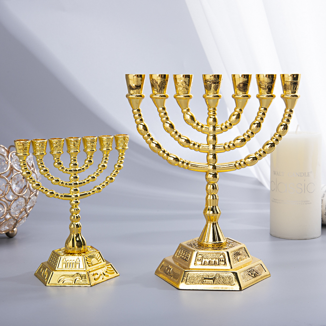 Candle Holder Decor - 7枝のメノラ、ユダヤ教の家の装飾、キャンドルホルダーの飾り
