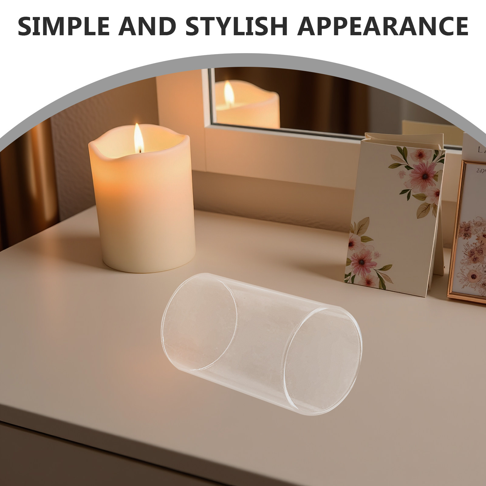 Candle Holder Decor - ガラス製キャンドルホルダー、透明な円筒形のシェード、キャンドル用装飾カバー