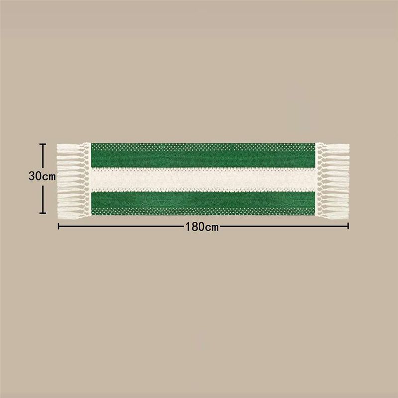 Table Runner - DT15 ボヘミアンファームハウステーブルランナー 30x180cm コットンリネンフリンジ付きテーブルクロス ダイニングルーム キッチン装飾用