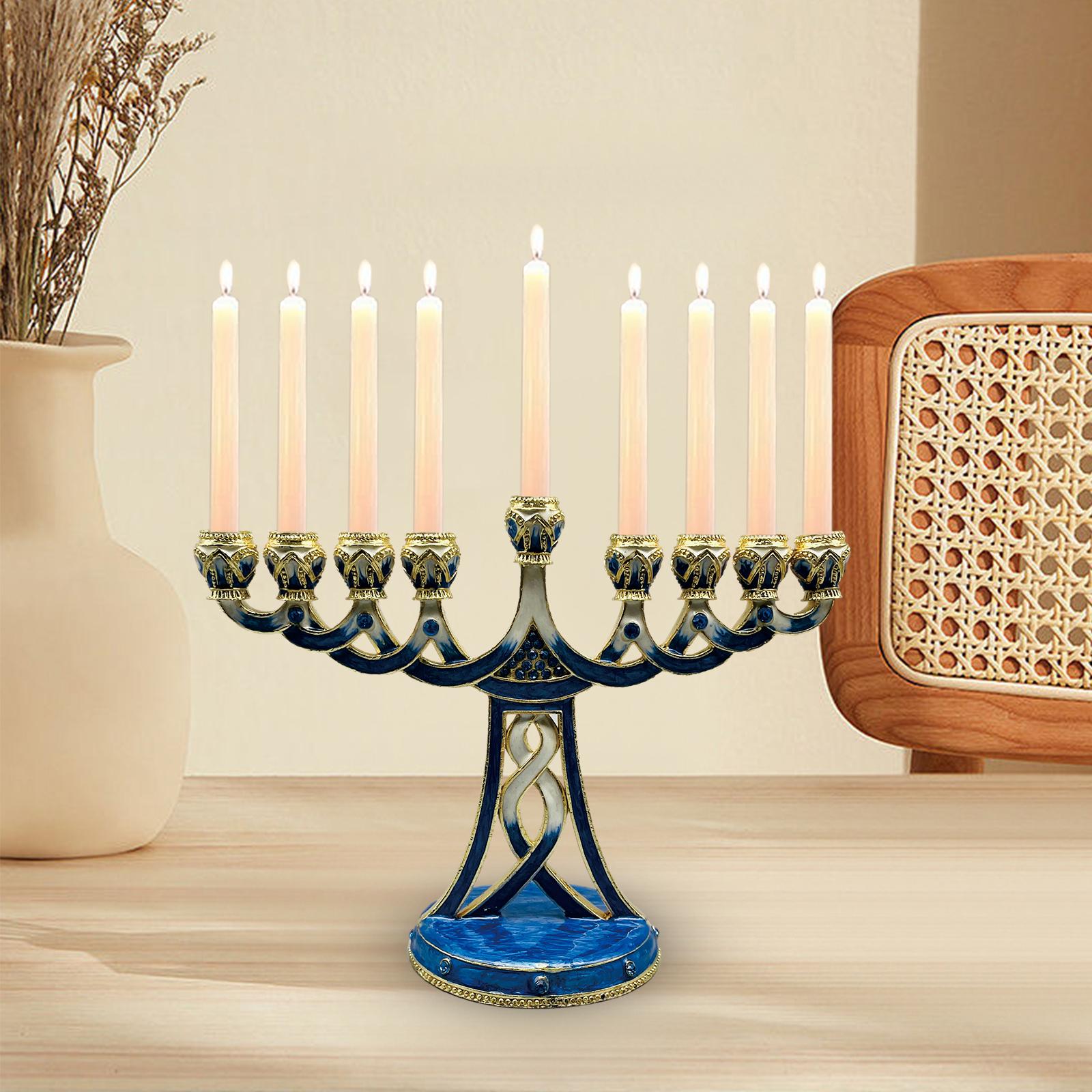 エナメル加工のメノラー型キャンドルホルダー、アンティーク調、 - Candle Holder Decor のレビューと価格