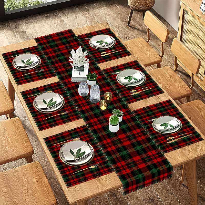 7点セットのクリスマスプレースマットとテーブルランナーセット - Table Runner のレビューと価格