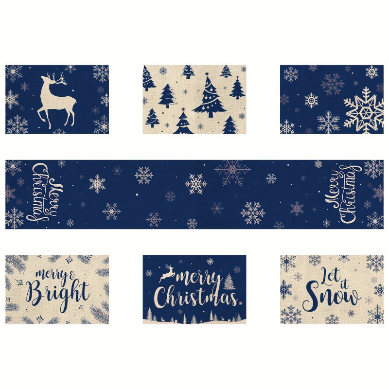 7点セットのクリスマスプレースマットとテーブルランナーセット - Table Runner のレビューと価格