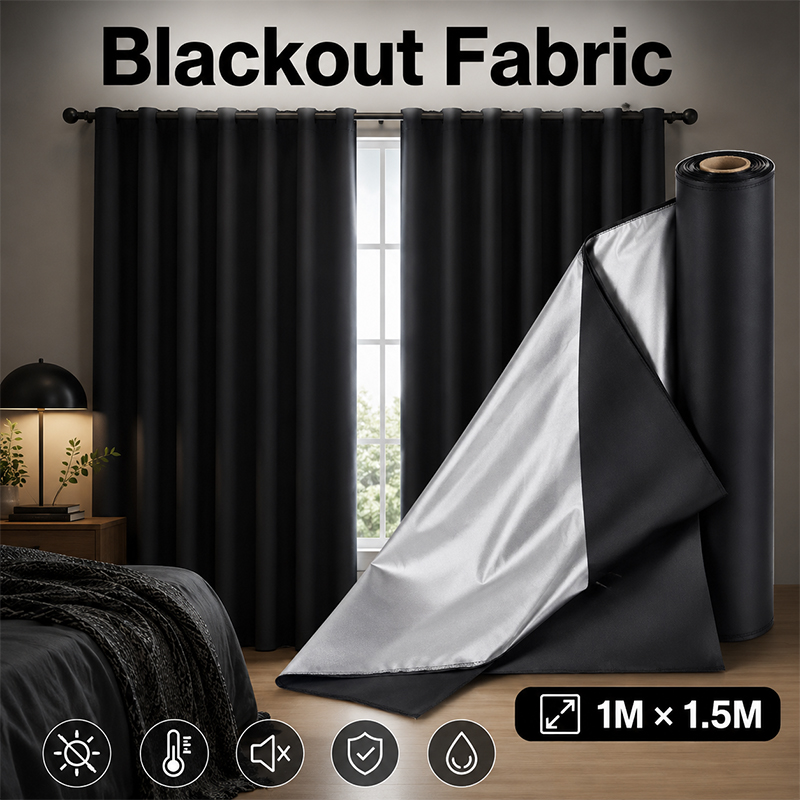 1 メートル黒銀コーティングされた遮光生地断熱不透明布研究室 - Curtain Curtain のレビューと価格