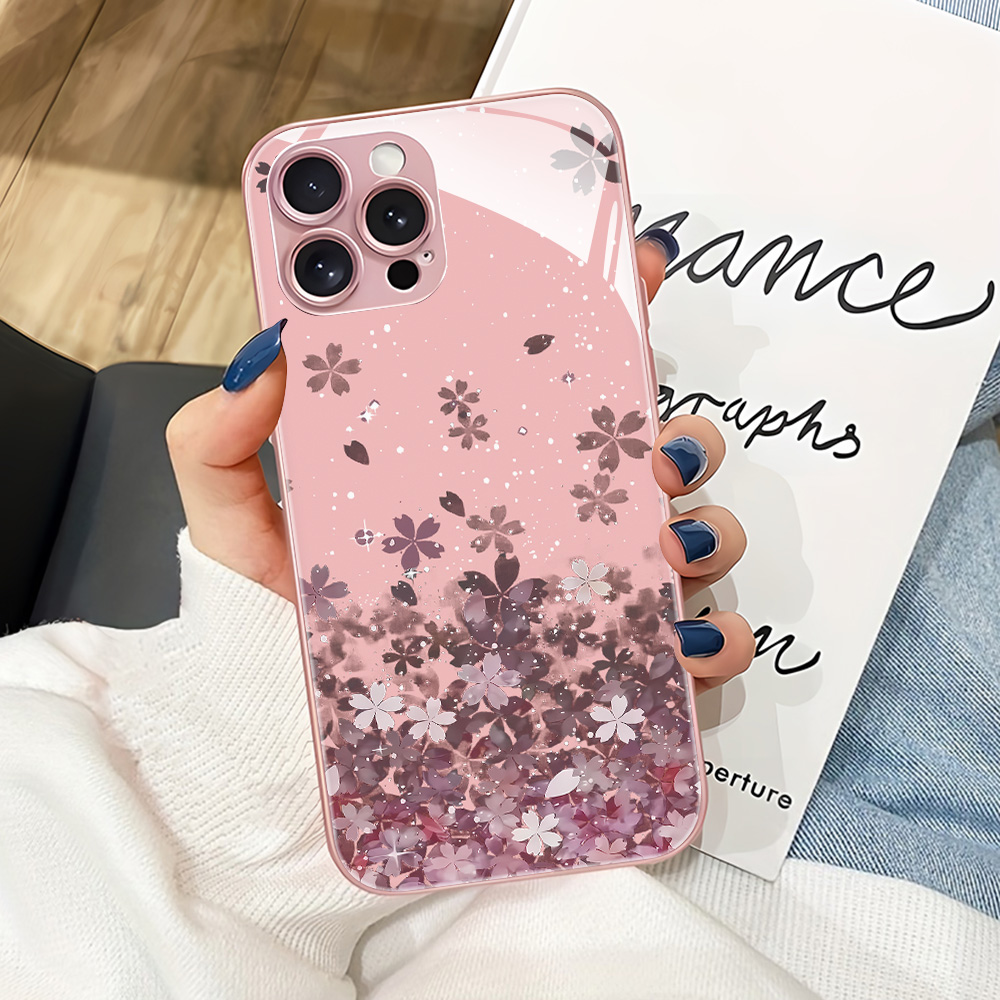 ピンクの花柄強化ガラス製スマホケース Samsung S26 - Vase Decor のレビューと価格