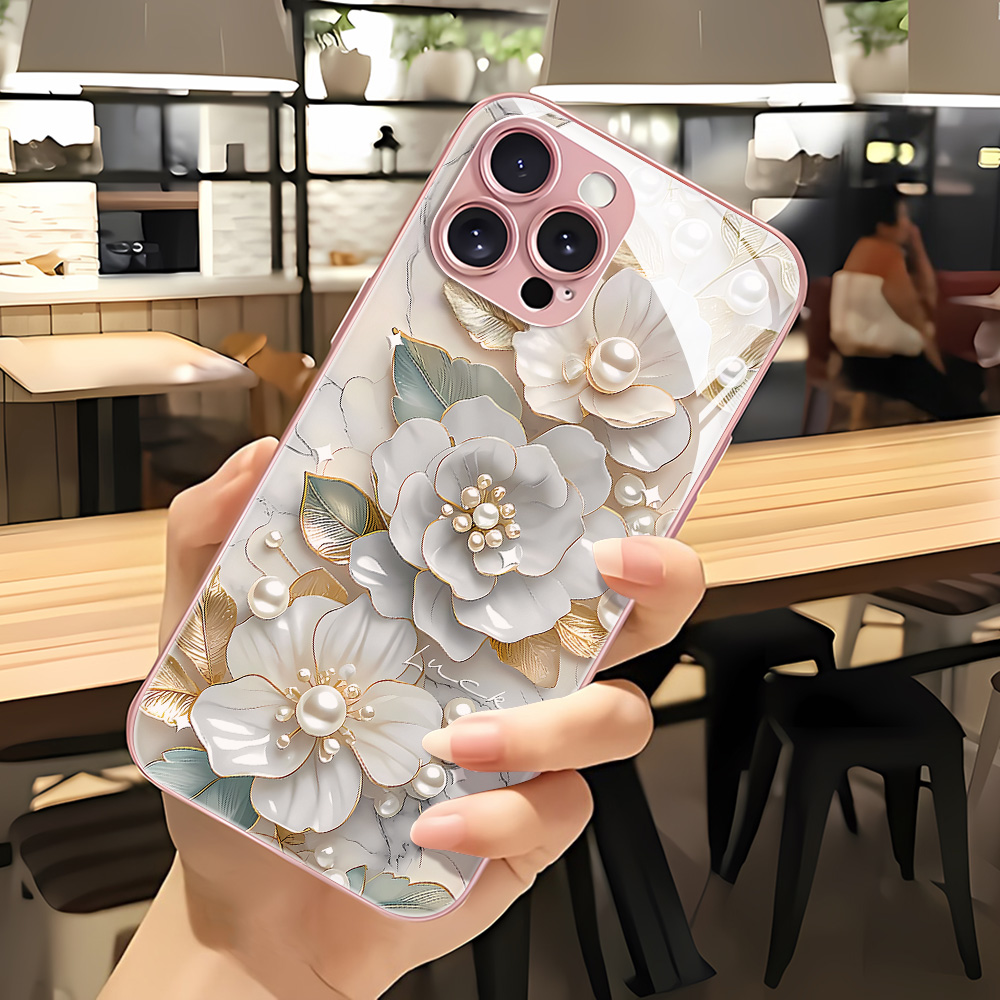 ピンクの花柄強化ガラス製スマホケース Samsung S26 - Vase Decor のレビューと価格
