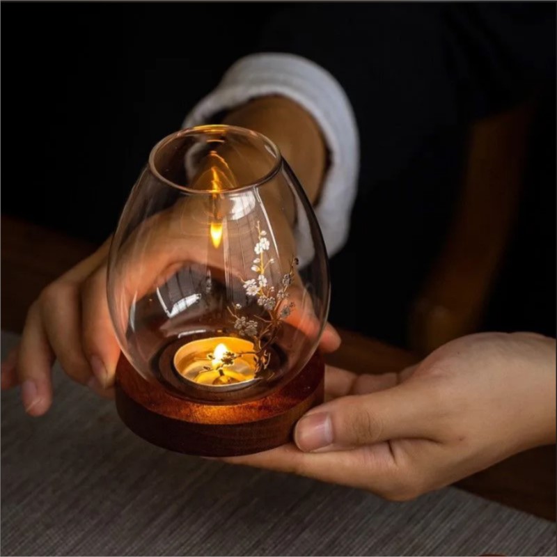 中国風透明ガラスキャンドルホルダーシェードロマンチックなキャ - Candle Holder Decor のレビューと価格
