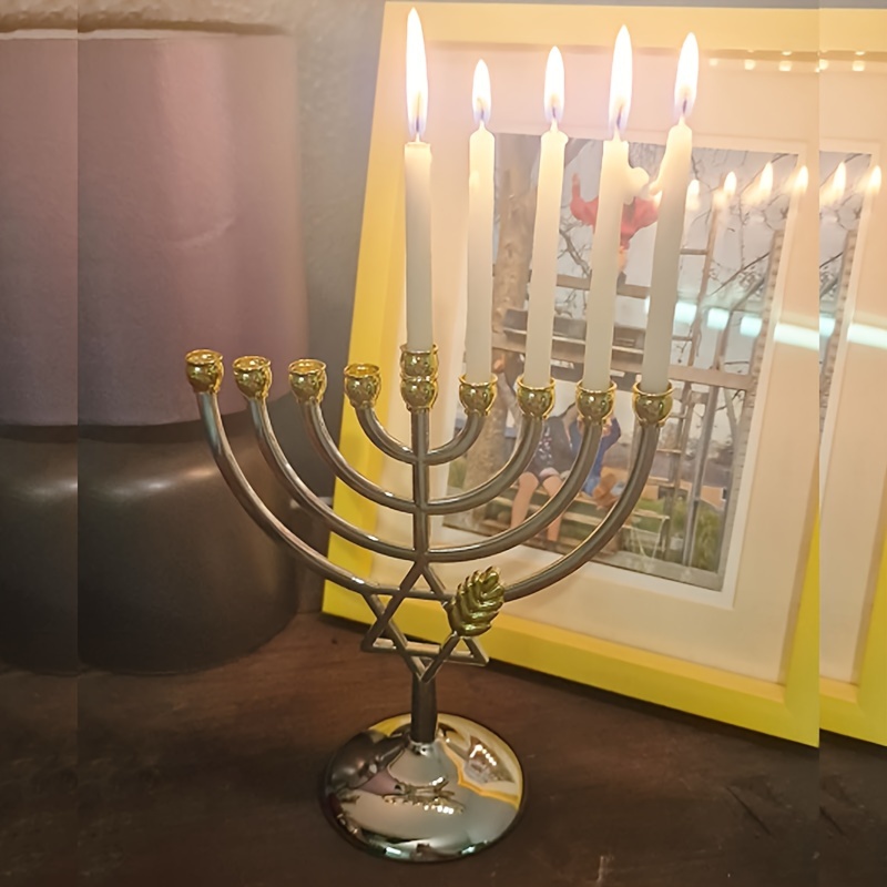 ハヌカ・メノラ9枝燭台 ダビデの星 メタル製チャヌカ燭台 ホ - Candle Holder Decor のレビューと価格