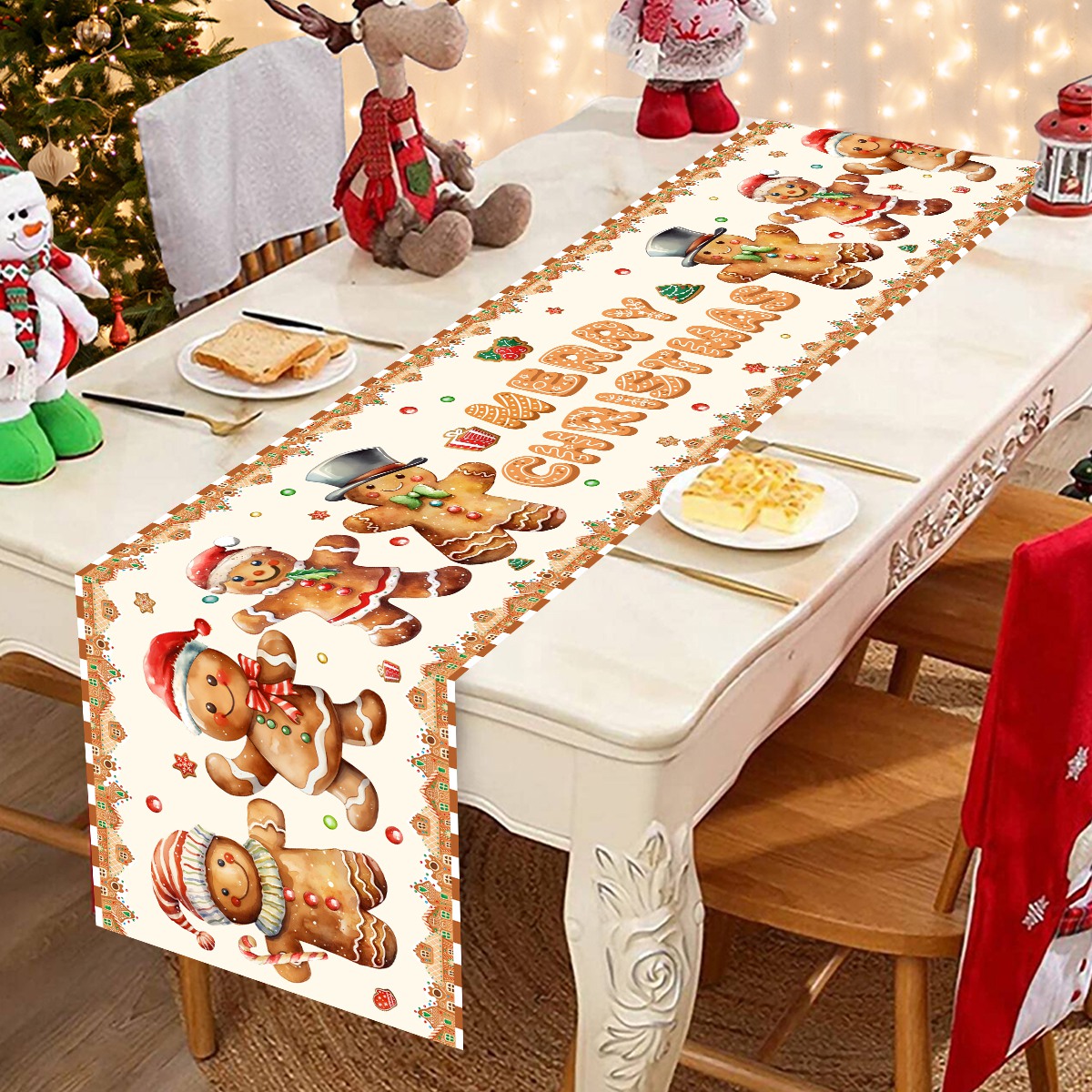 クリスマスサンタクロースポリエステルテーブルランナー、ドレッ - Table Runner のレビューと価格
