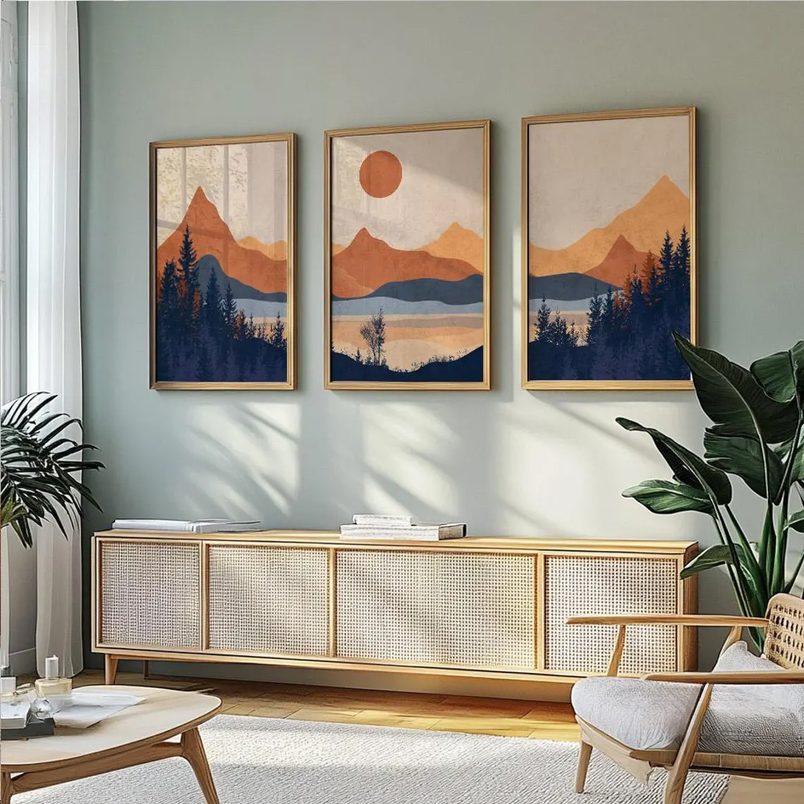 3 ピース/セット フレームレス、テラコッタ ブルー ミニマ - Abstract Canvas Set のレビューと価格