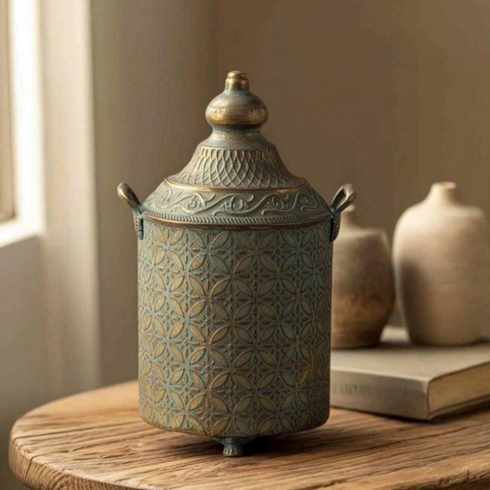パティナ仕上げの金属製装飾花瓶、大型ヴィンテージ壺、ホームコ - Vase Decor のレビューと価格