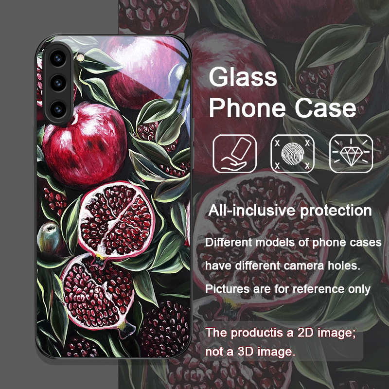 豪華なザクロの花柄強化ガラス製スマホケース Samsung  - Vase Decor のレビューと価格
