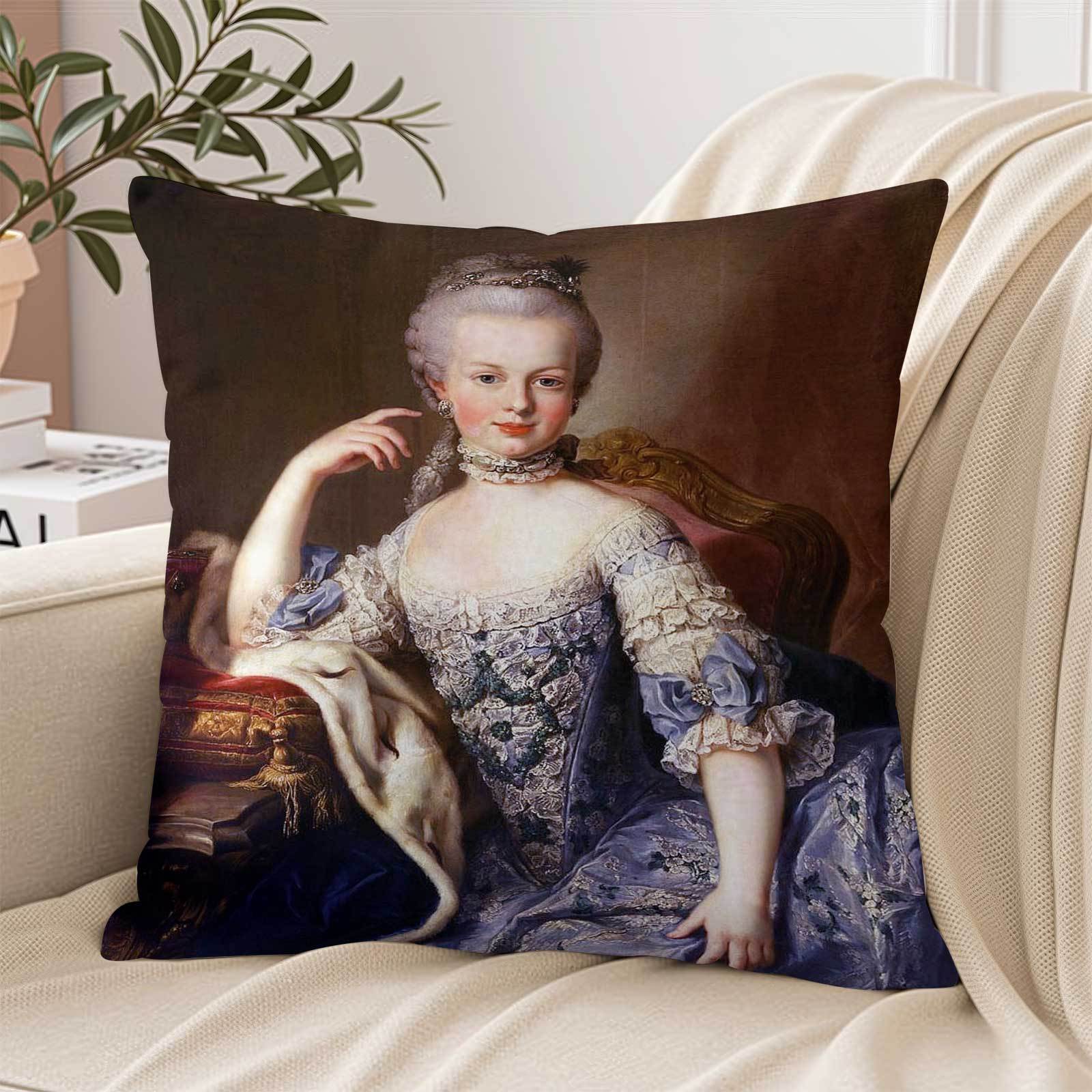 マリーアントワネット柄の装飾的な正方形のクッションカバーをカ - Throw Pillow のレビューと価格