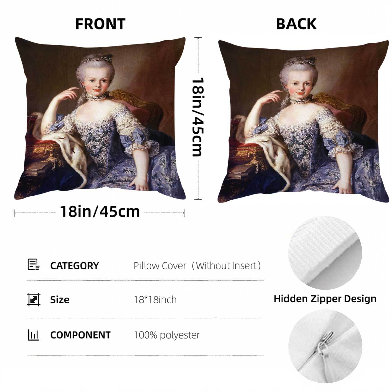 マリーアントワネット柄の装飾的な正方形のクッションカバーをカ - Throw Pillow のレビューと価格