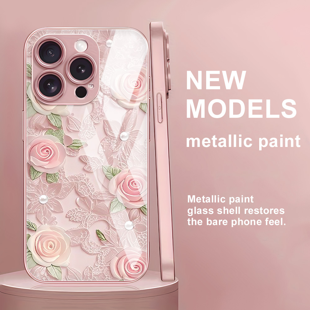フラワーテンパードガラスケース iPhone 12ケース i - Vase Decor のレビューと価格