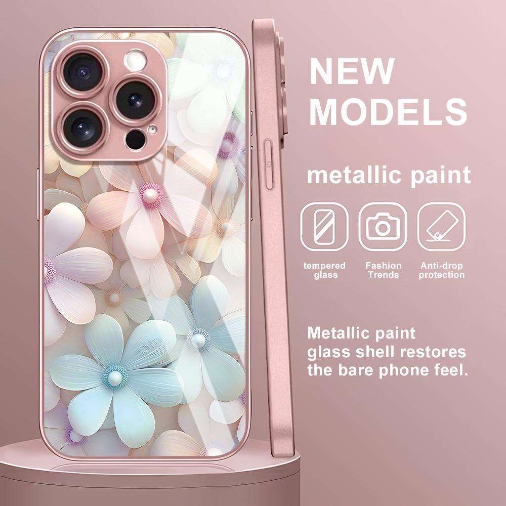 フラワーテンパードガラスケース iPhone 12ケース i - Vase Decor のレビューと価格