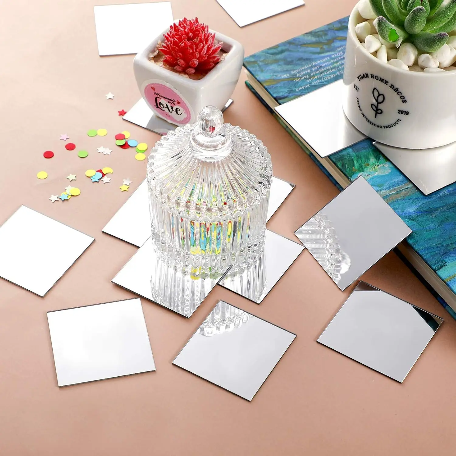 ミニサイズの正方形ミラー、接着剤付き。1インチ、2インチ、3 - Decorative Mirror のレビューと価格