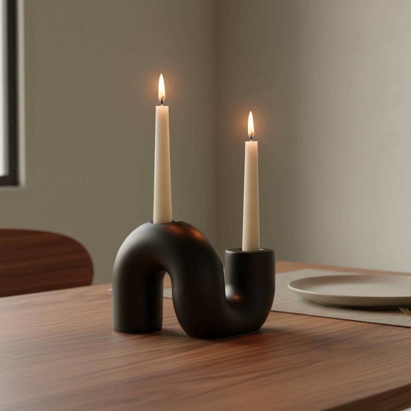 波状セラミックキャンドルホルダー ミニマリストデザイン 抽象 - Candle Holder Decor のレビューと価格
