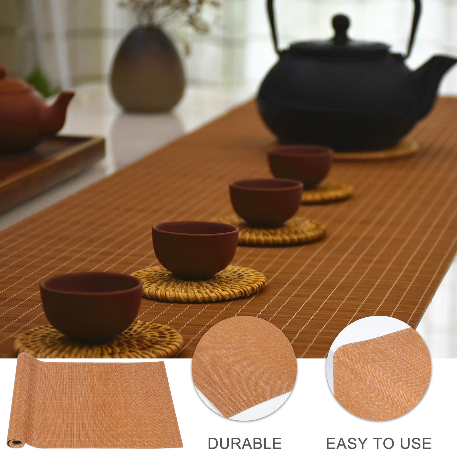 手作りの竹製ティーマット。防水加工が施され、テーブルを保護す - Table Runner のレビューと価格