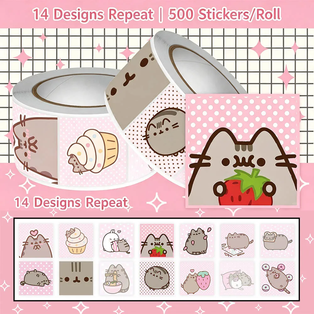 Hou 500個入り プーシーンのキャラクター猫のロールステ - Wall Sticker のレビューと価格
