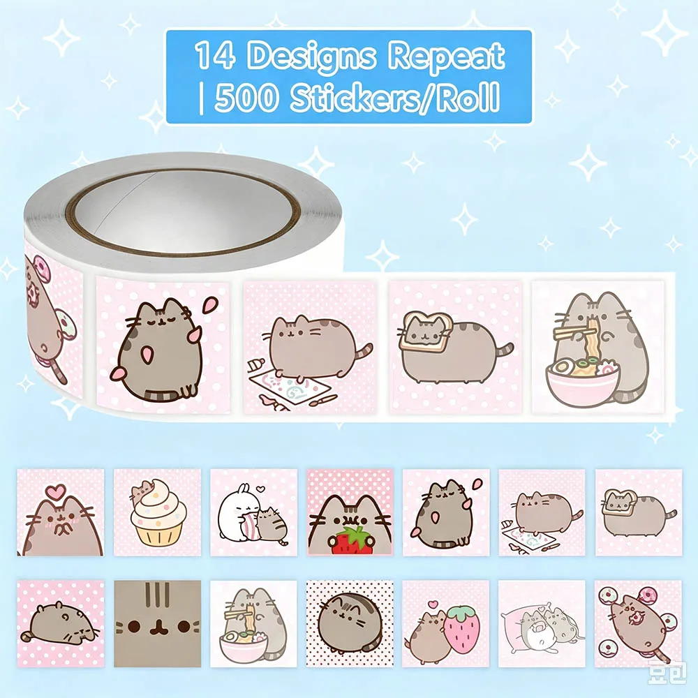 Hou 500個入り プーシーンのキャラクター猫のロールステ - Wall Sticker のレビューと価格