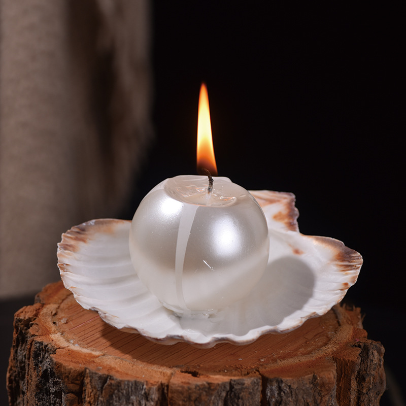 エレガントなパールボールキャンドル、シェルホルダー付き、結婚 - Candle Holder Decor のレビューと価格