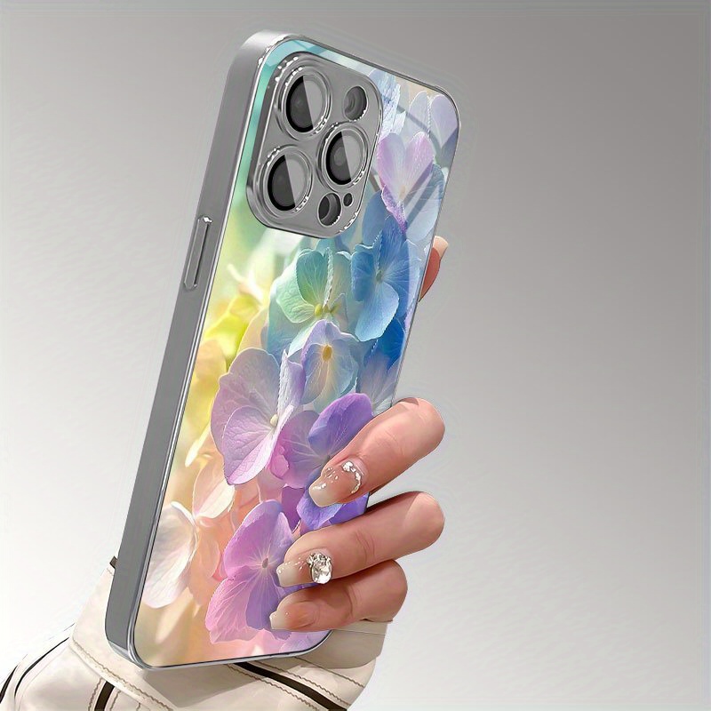 カラフルな花柄の電気メッキガラス製携帯電話ケース iPhon - Vase Decor のレビューと価格