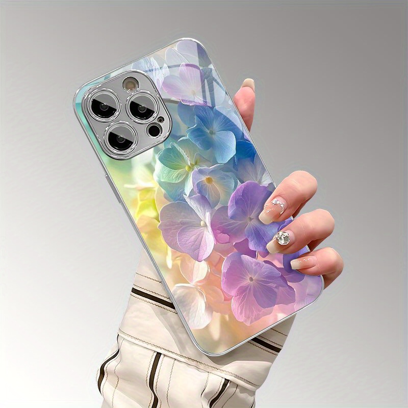 カラフルな花柄の電気メッキガラス製携帯電話ケース iPhon - Vase Decor のレビューと価格