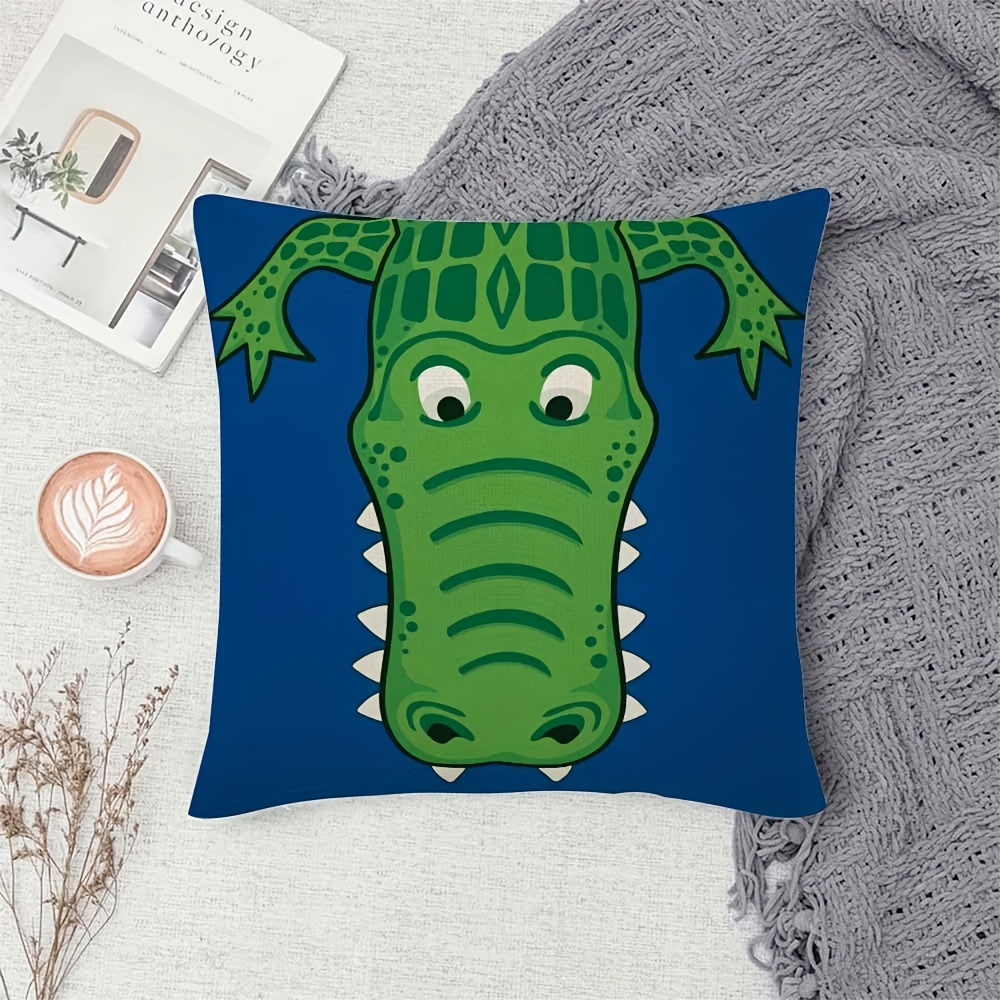 カスタマイズ可能な現代的なグリーンクロコダイル柄の歯付きクッ - Throw Pillow のレビューと価格