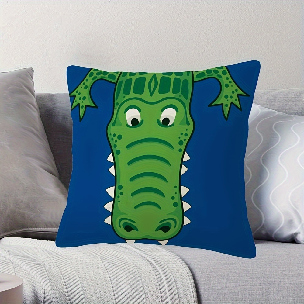 カスタマイズ可能な現代的なグリーンクロコダイル柄の歯付きクッ - Throw Pillow のレビューと価格