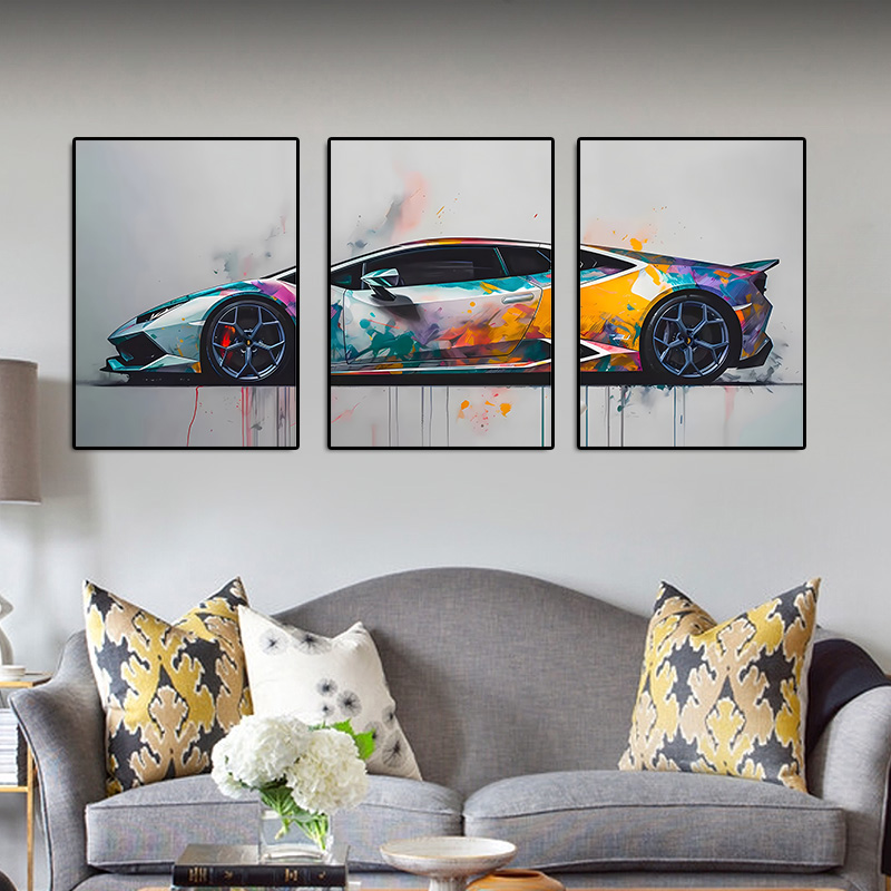 3 ピース/セットフレームレス 3 ピーススーパーカーポスタ - Abstract Canvas Set のレビューと価格