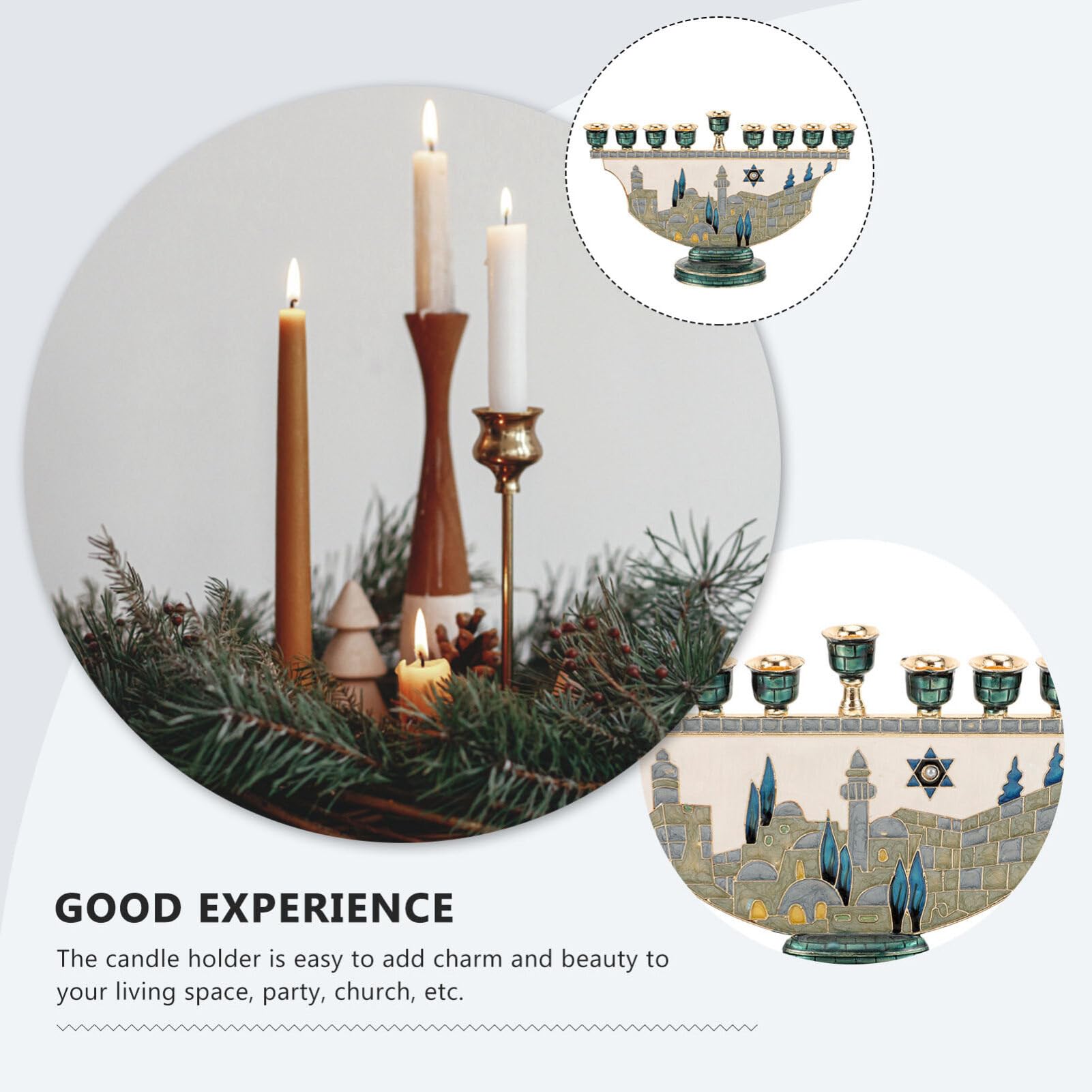 エルサレム・メノラ・ハヌカ・キャンドルホルダー 9枝 エナメ - Candle Holder Decor のレビューと価格