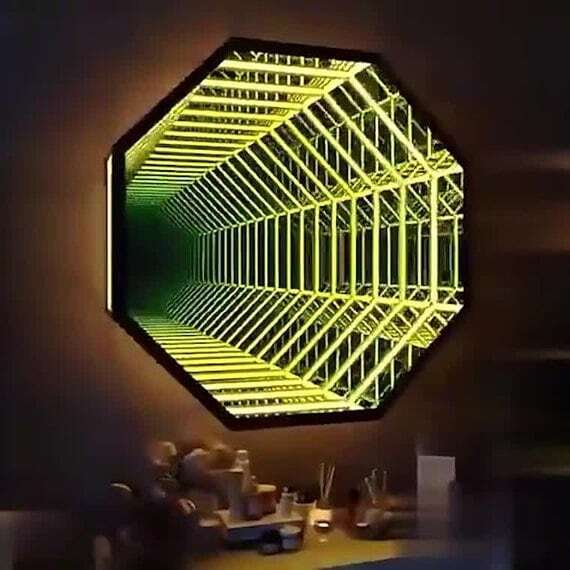 八角形3D無限鏡ライトトンネルミラー無限鏡LEDマジックライ - Decorative Mirror のレビューと価格