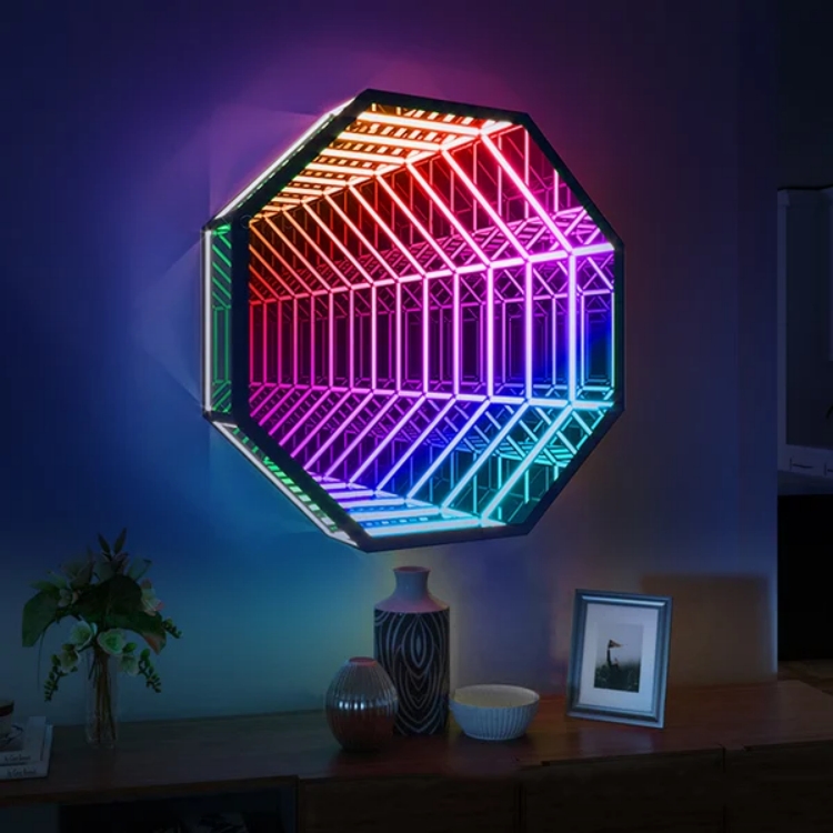 八角形3D無限鏡ライトトンネルミラー無限鏡LEDマジックライ - Decorative Mirror のレビューと価格